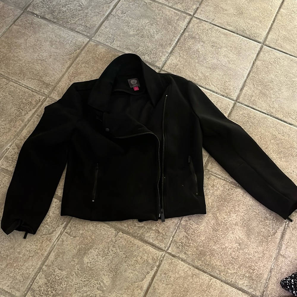 Vince Camuto size Lg faux suede soft zip moto biker jacket
